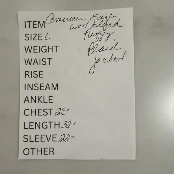 American Eagle Fuzzy Shacket Women’s L Ivory Plaid Heavy Wool Blend Oversized - Picture 12 of 12